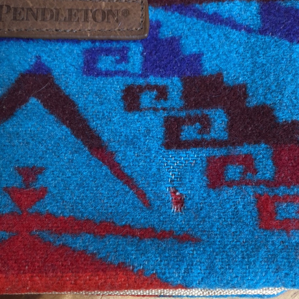 Pendleton Blue And Red Patterned Clutch - image 5